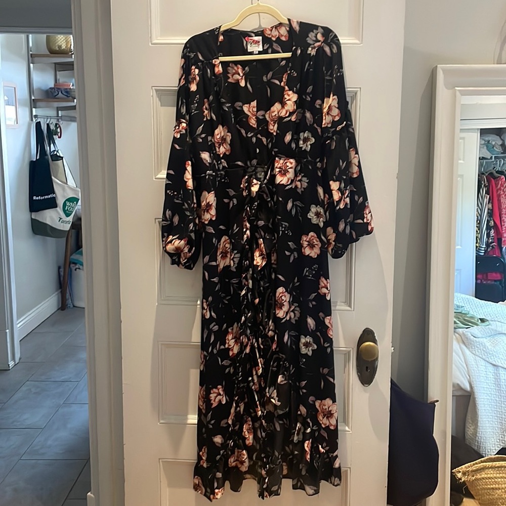 Misa Los Angeles floral wrap dress